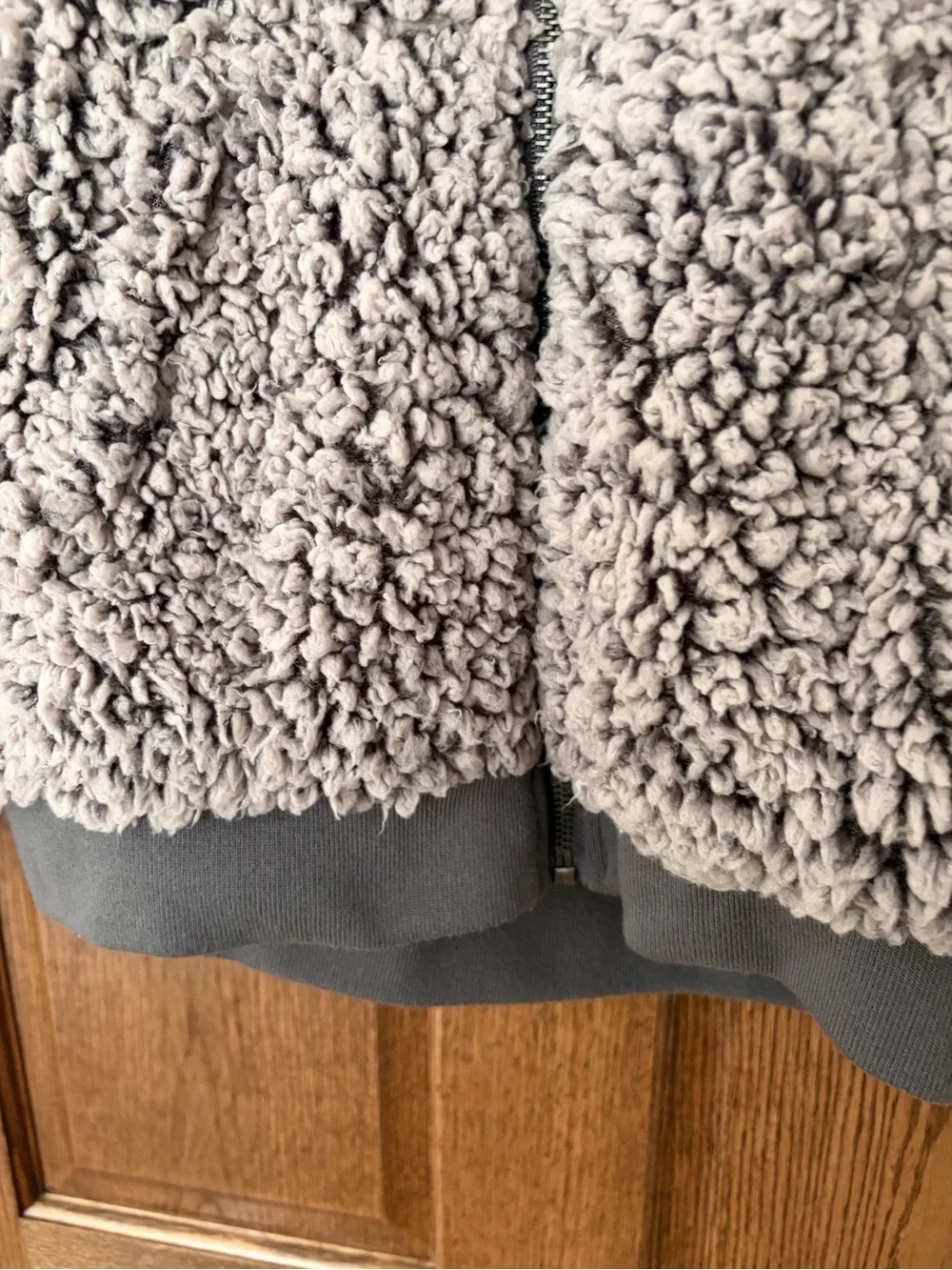 Thread & Supply Plush Sherpa Zip Hoodie in Taupe and Cream - Picture 6 of 9
